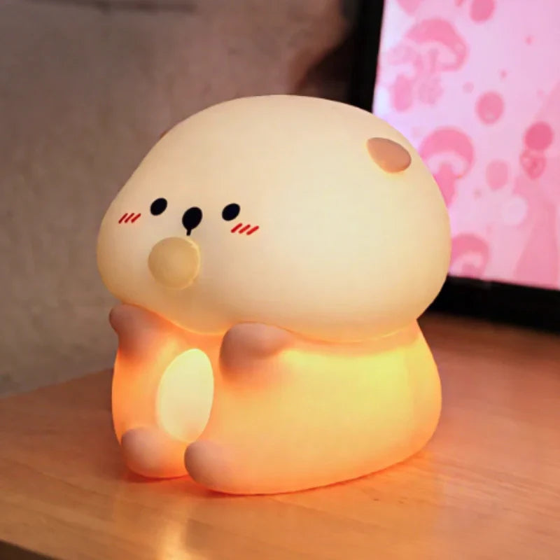 SqueezeBuddies Night Light - Soft Silicone, Tap-Dimmable
