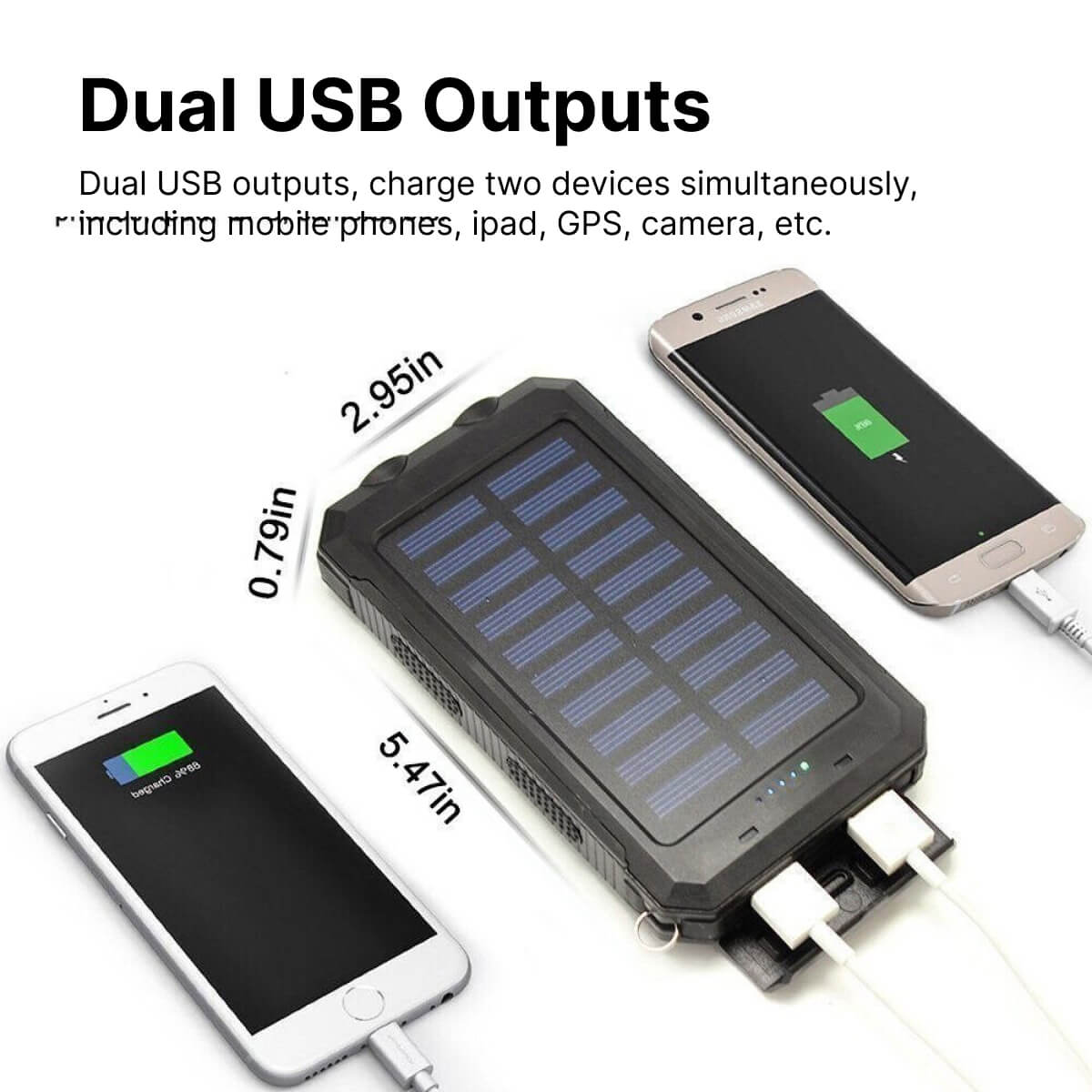 Solar External Power Bank – 20000mAh, Waterproof & Portable USB Charger