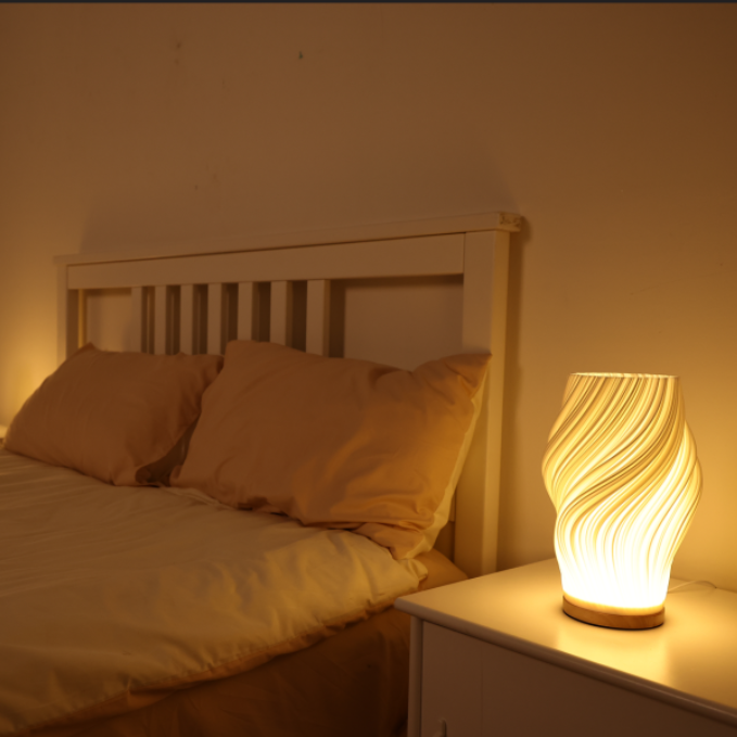 Serene Wavecrest Lamp - Sculpted Shade, Warm/Natural Light