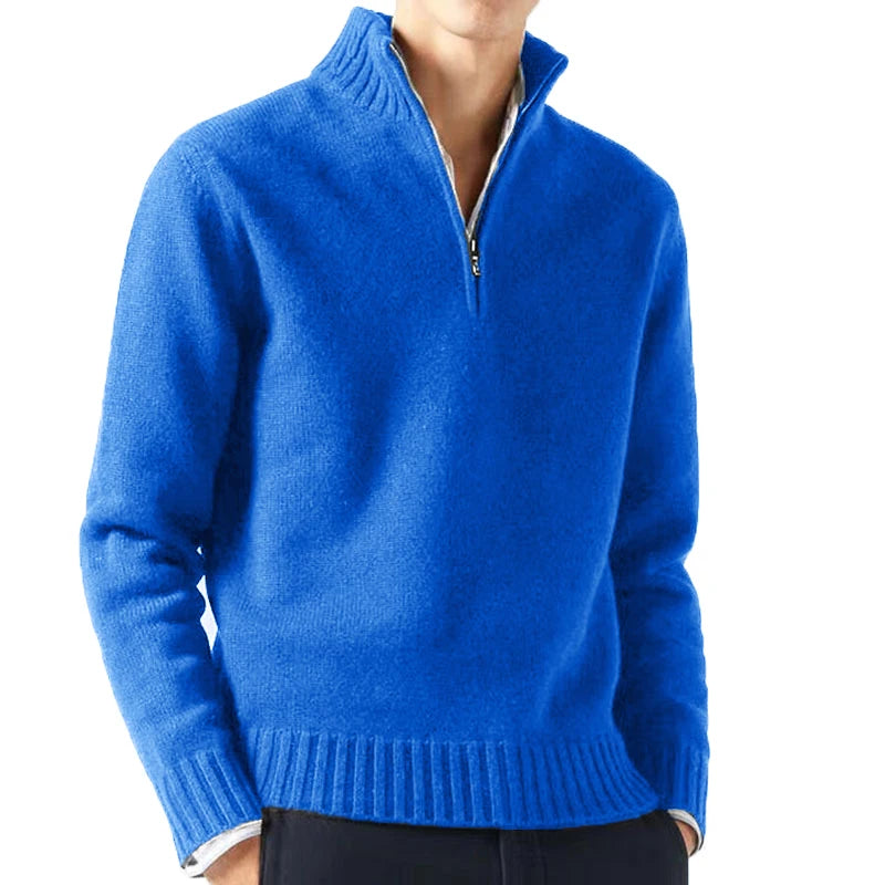 Rocca Men's Chunky Half-Zip Jumper - Cobalt Blue