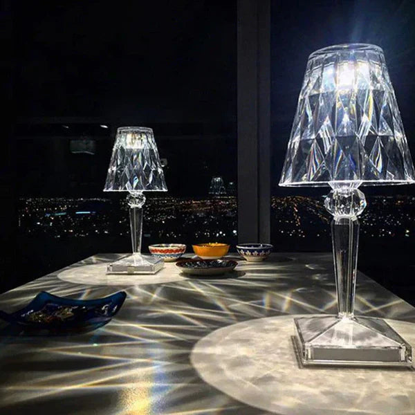 Sparkling Crystal Lamp – Touch Dimming, Rechargeable LED