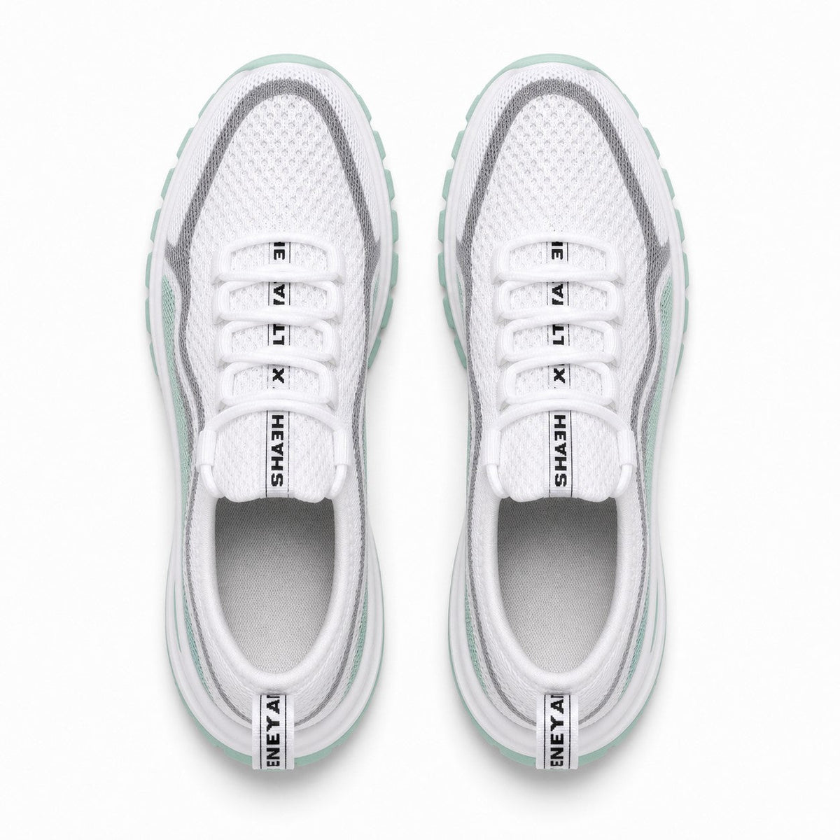Cora Supportive Lace Up Walking Shoes For Women White Mint Top Down Detail