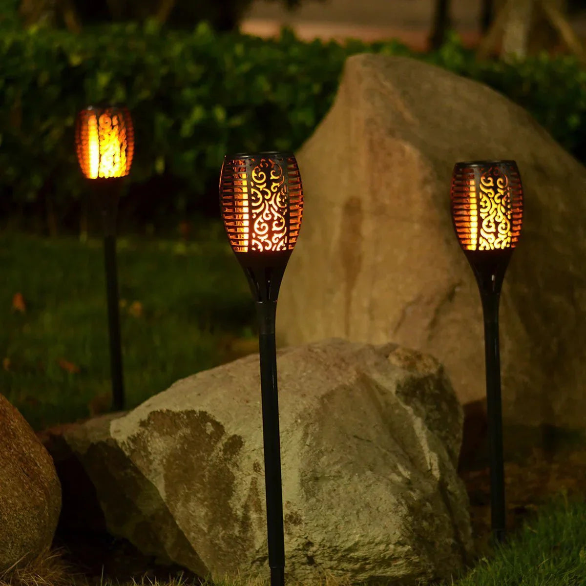 Outdoor Solar Torch - Flickering Flame LED Garden Stakes