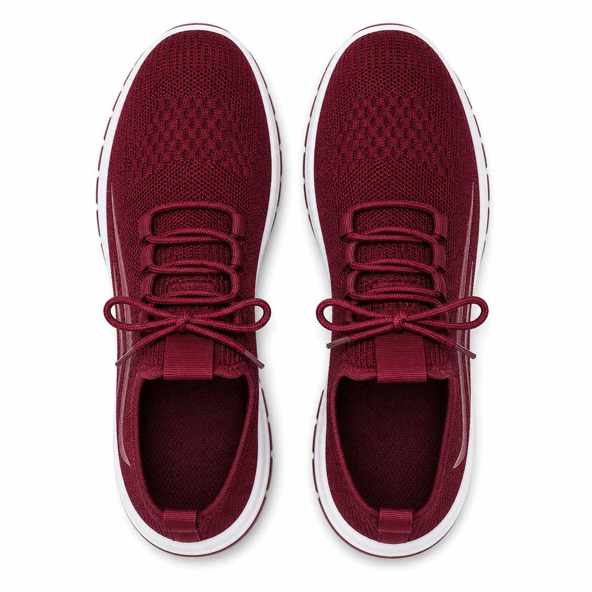 Luma Soft Sole Flyknit Sneakers For Women Wine Red Top Down Detail