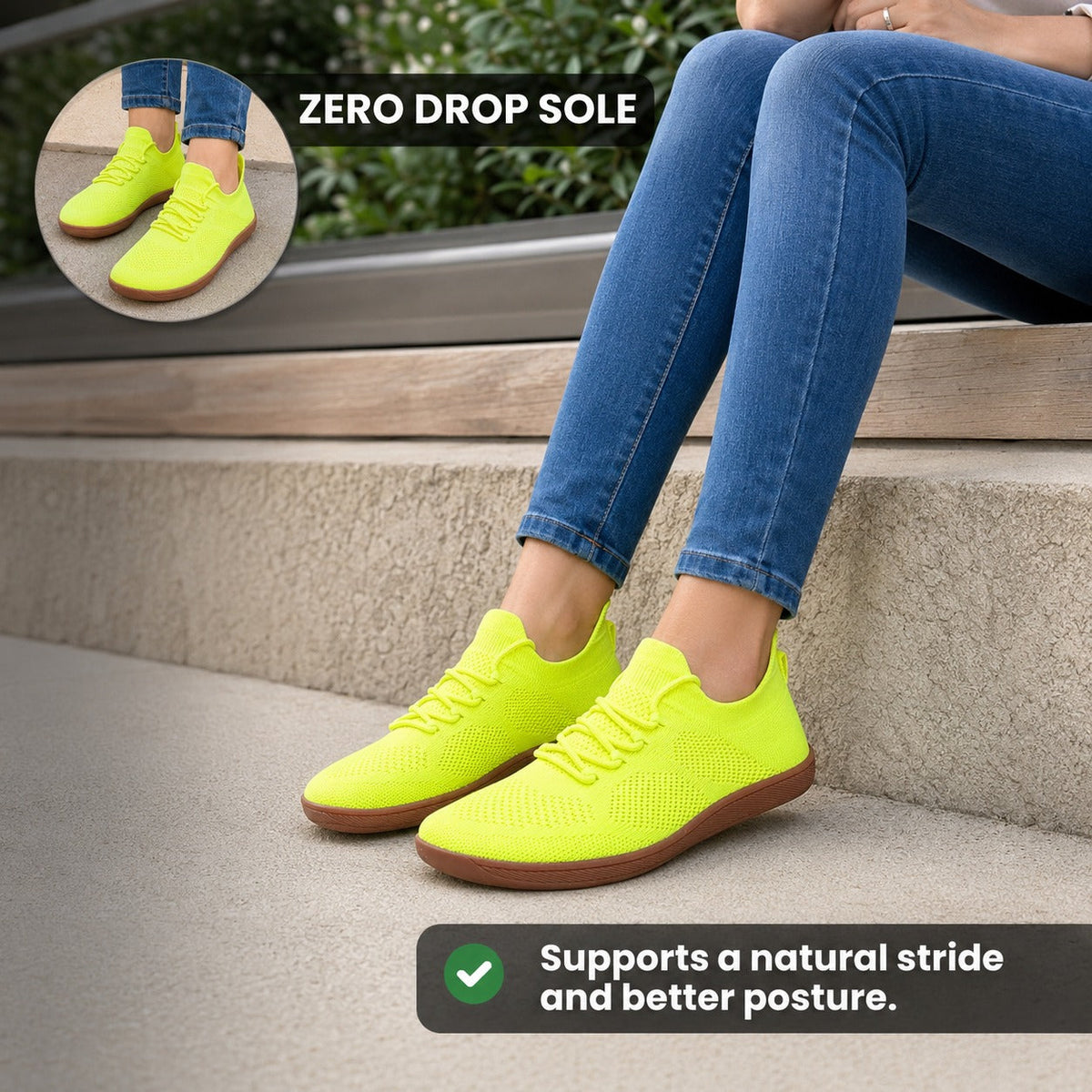 Zenn Wide Toe Barefoot Shoes For Women Colour Lime Zero Drop Lifestyle
