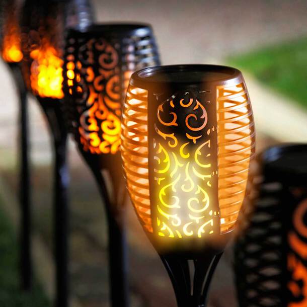 Outdoor Solar Torch - Flickering Flame LED Garden Stakes