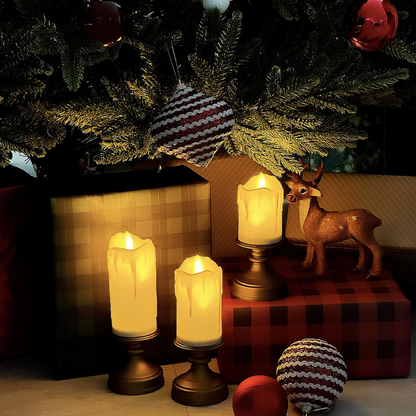 Flameless Block LED Candles - LED Set, Remote & Timer