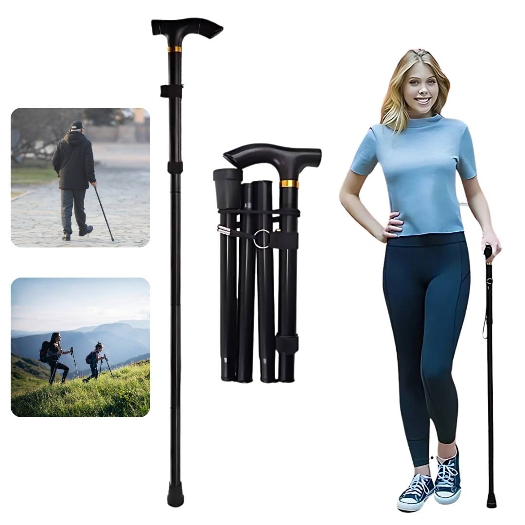 StrideAid Folding Telescopic Walking Stick | Adjustable Cane
