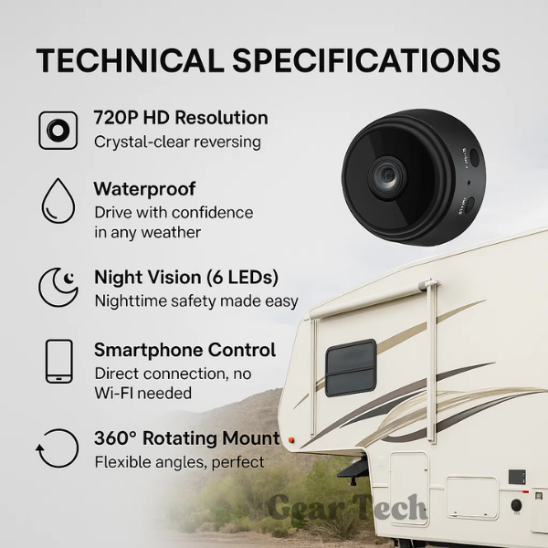 HD Wireless Backup Camera for RVs, Trucks, and Trailers - Waterproof, Easy Installation