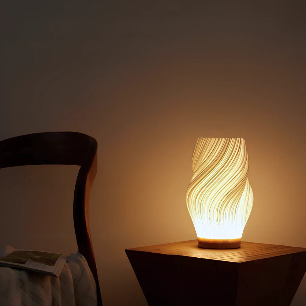 Serene Wavecrest Lamp - Sculpted Shade, Warm/Natural Light
