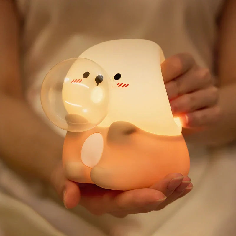 SqueezeBuddies Night Light - Soft Silicone, Tap-Dimmable