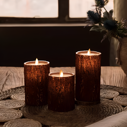 Flameless Block LED Candles - LED Set, Remote & Timer