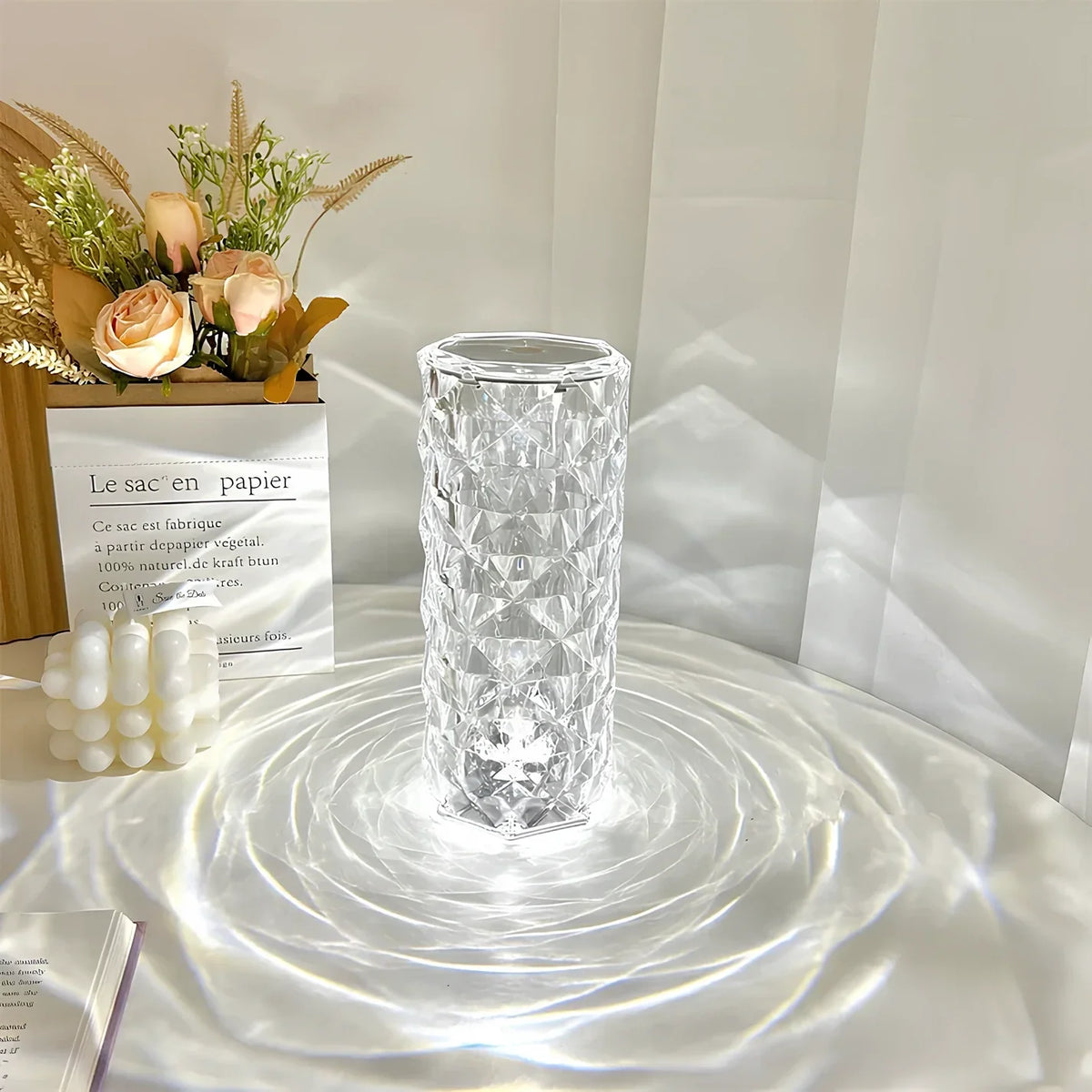 Sparkling Crystal Touch Lamp - Remote Colors, Dimmable, USB