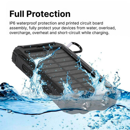 Solar External Power Bank – 20000mAh, Waterproof & Portable USB Charger