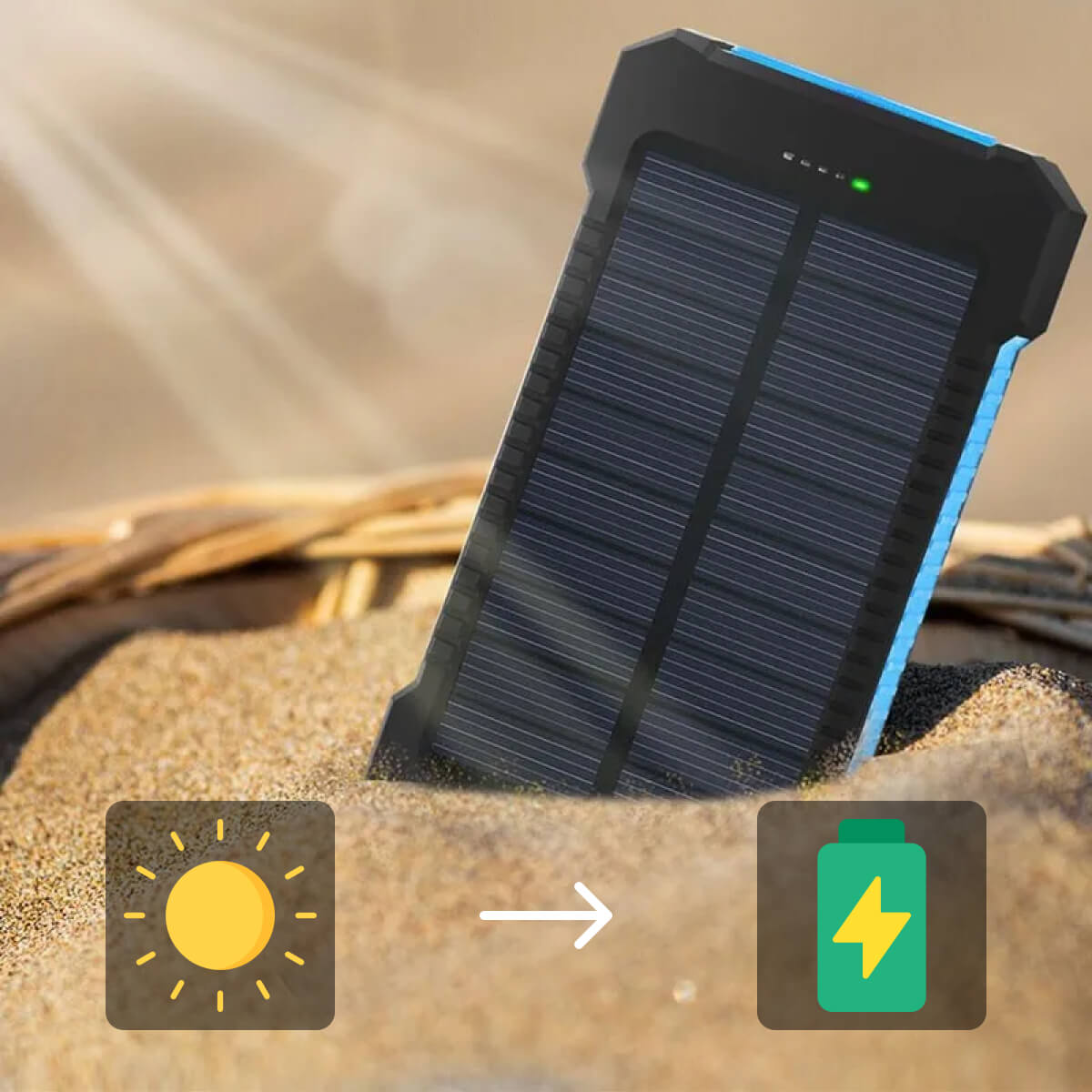 Solar External Power Bank – 20000mAh, Waterproof & Portable USB Charger