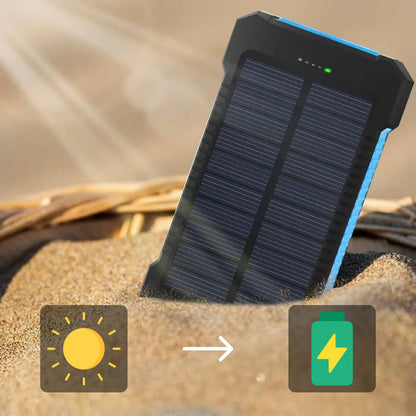 Solar External Power Bank – 20000mAh, Waterproof & Portable USB Charger