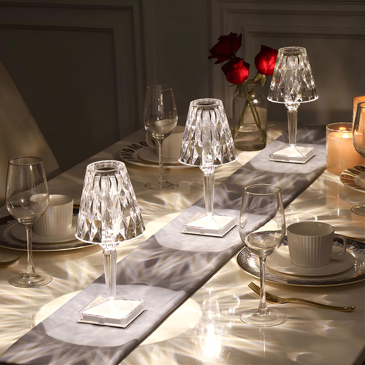 Sparkling Crystal Lamp – Touch Dimming, Rechargeable LED