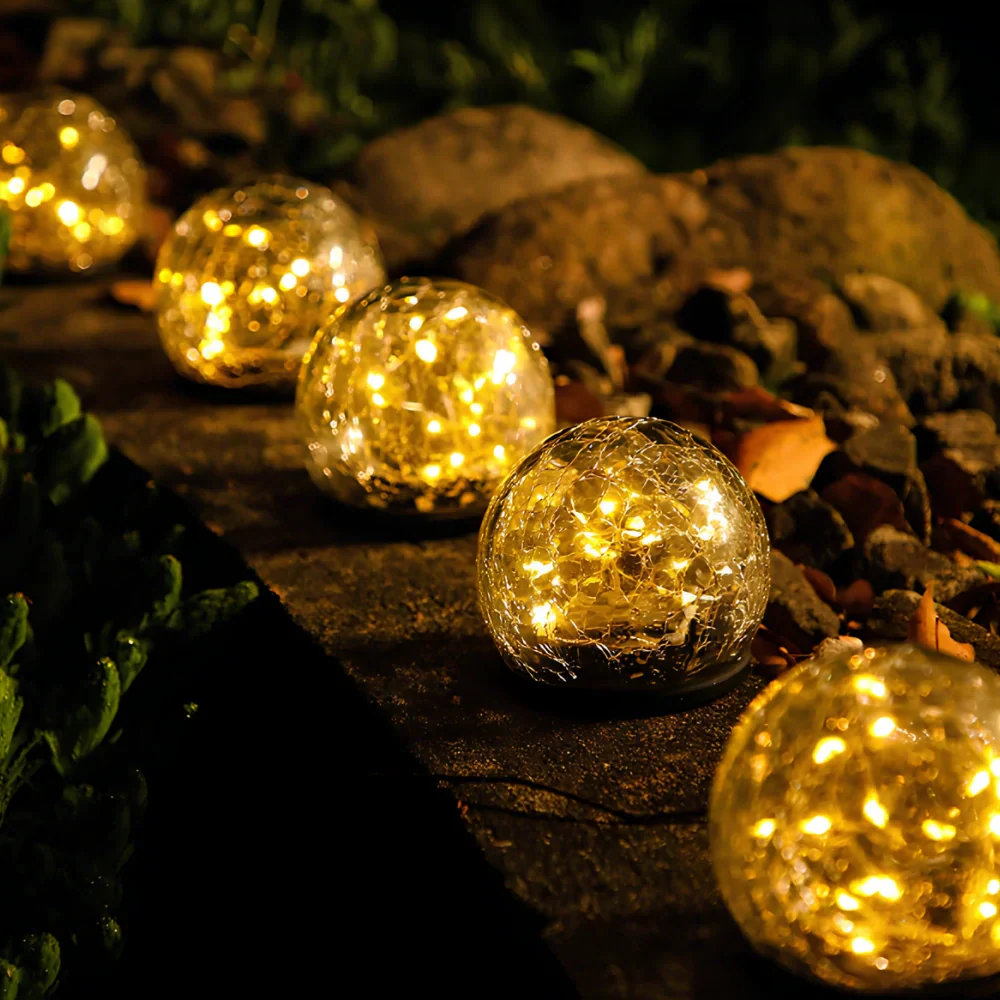 SolarGlobe Garden Light – Textured Glass Orb, Warm White, Solar