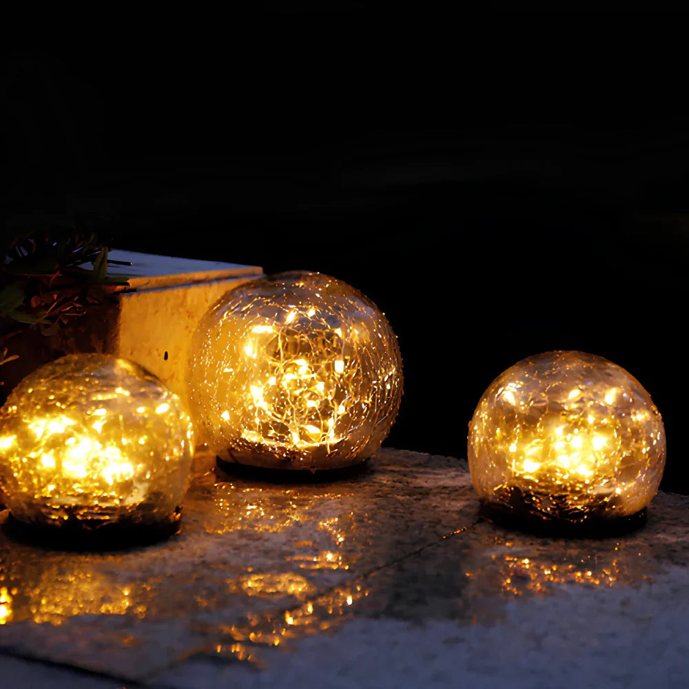 SolarGlobe Garden Light – Textured Glass Orb, Warm White, Solar