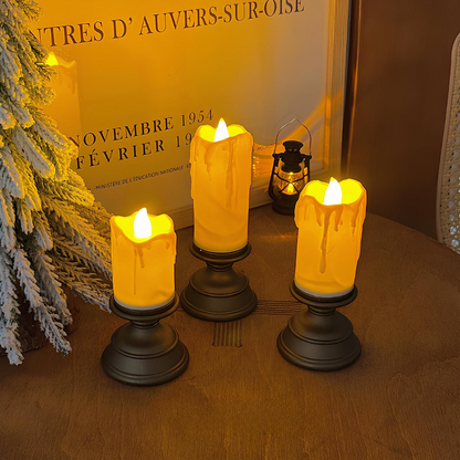 Flameless Block LED Candles - LED Set, Remote & Timer