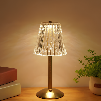 Golden Crystal Table Lamp - LED, Touch Dimmable