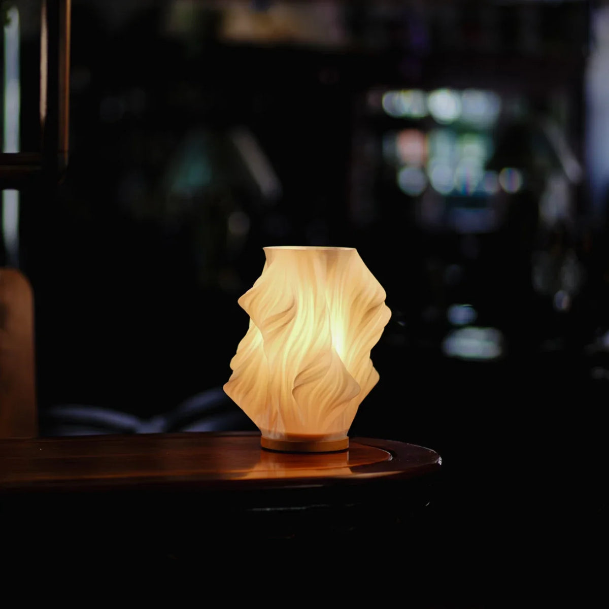 Serene Wavecrest Lamp - Sculpted Shade, Warm/Natural Light