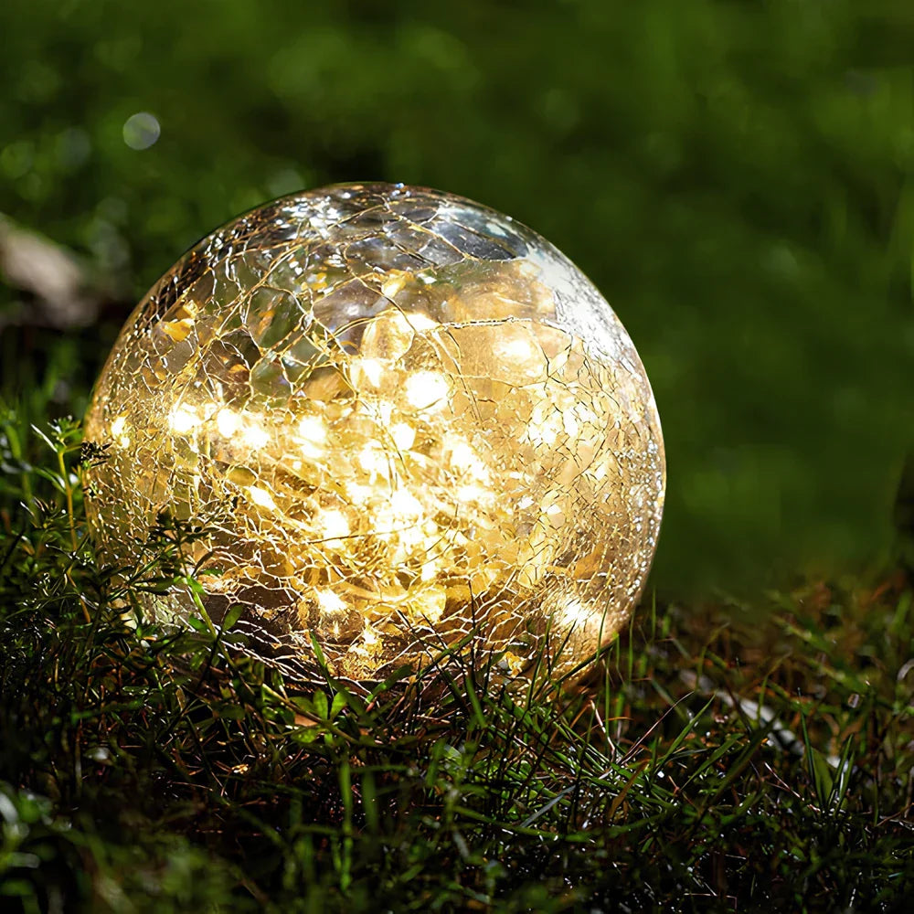 SolarGlobe Garden Light – Textured Glass Orb, Warm White, Solar