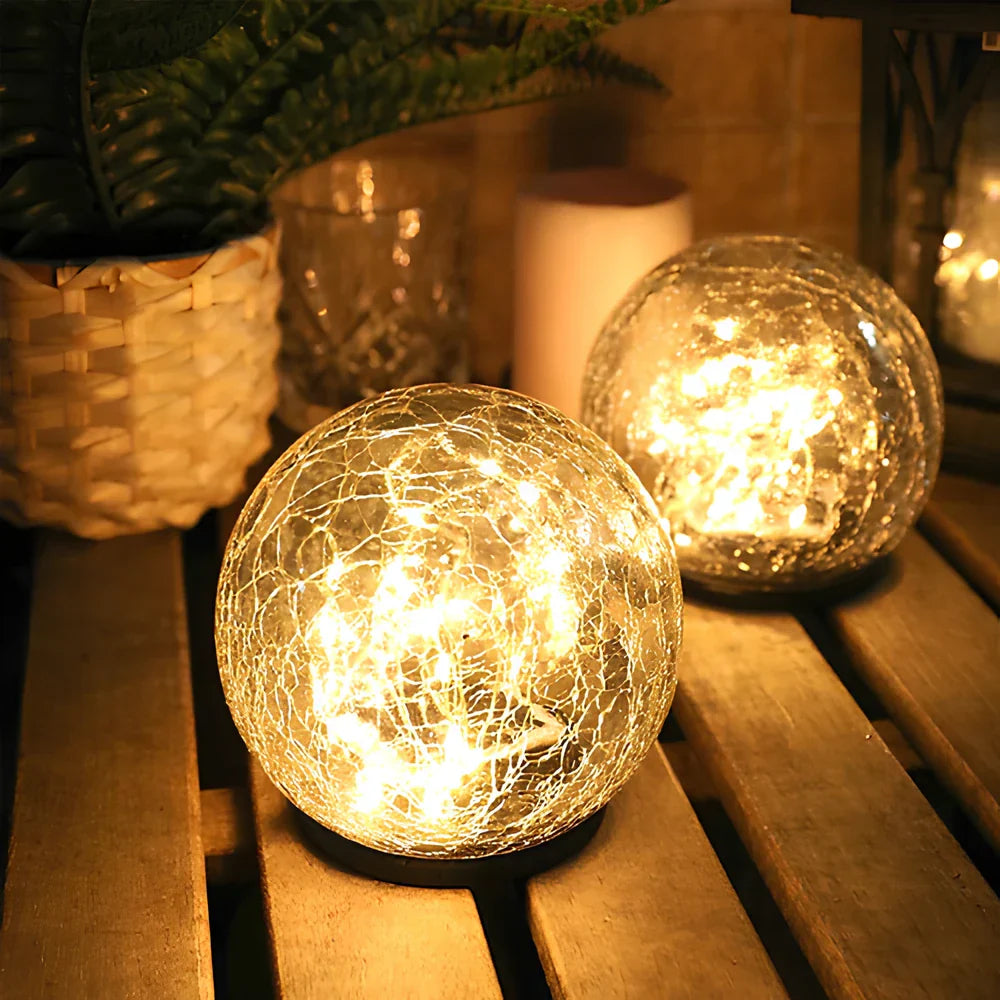 SolarGlobe Garden Light – Textured Glass Orb, Warm White, Solar