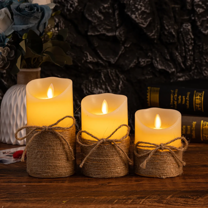 Flameless Block LED Candles - LED Set, Remote & Timer