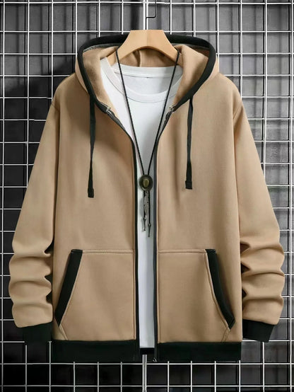 Navarro Men's Zip-Up Hoodie - Khaki