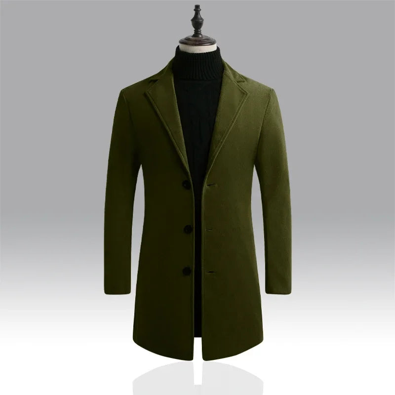 Aurelio Men's Tailored Overcoat - Olive