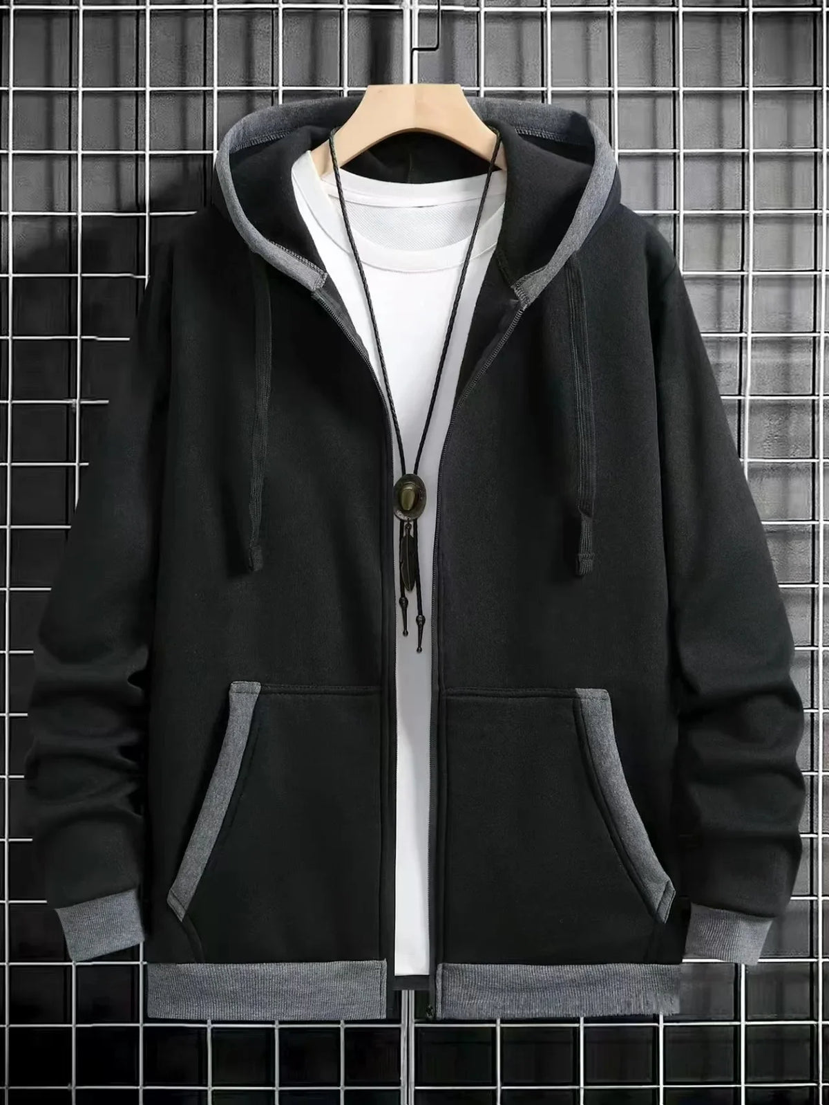 Navarro Men's Zip-Up Hoodie - Black