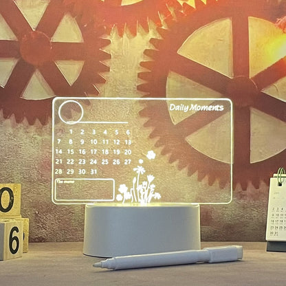 LED Message Board - Light-Up Acrylic Note Board, Pen & Base