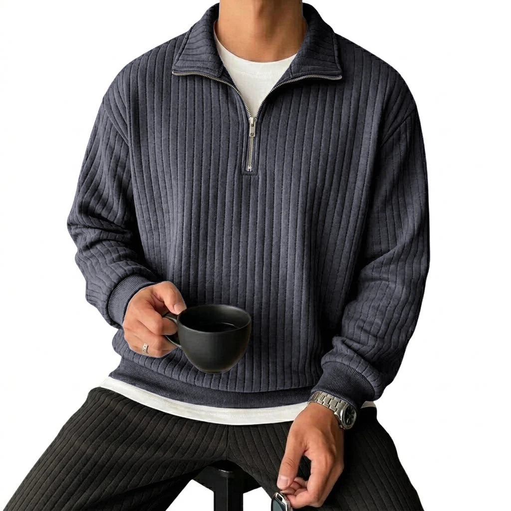 Toledo Men's Cord Quarter-Zip Sweatshirt - Slate Grey