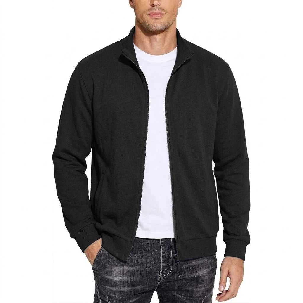 Stratford Men's Stand-Collar Zip Sweat Jacket
