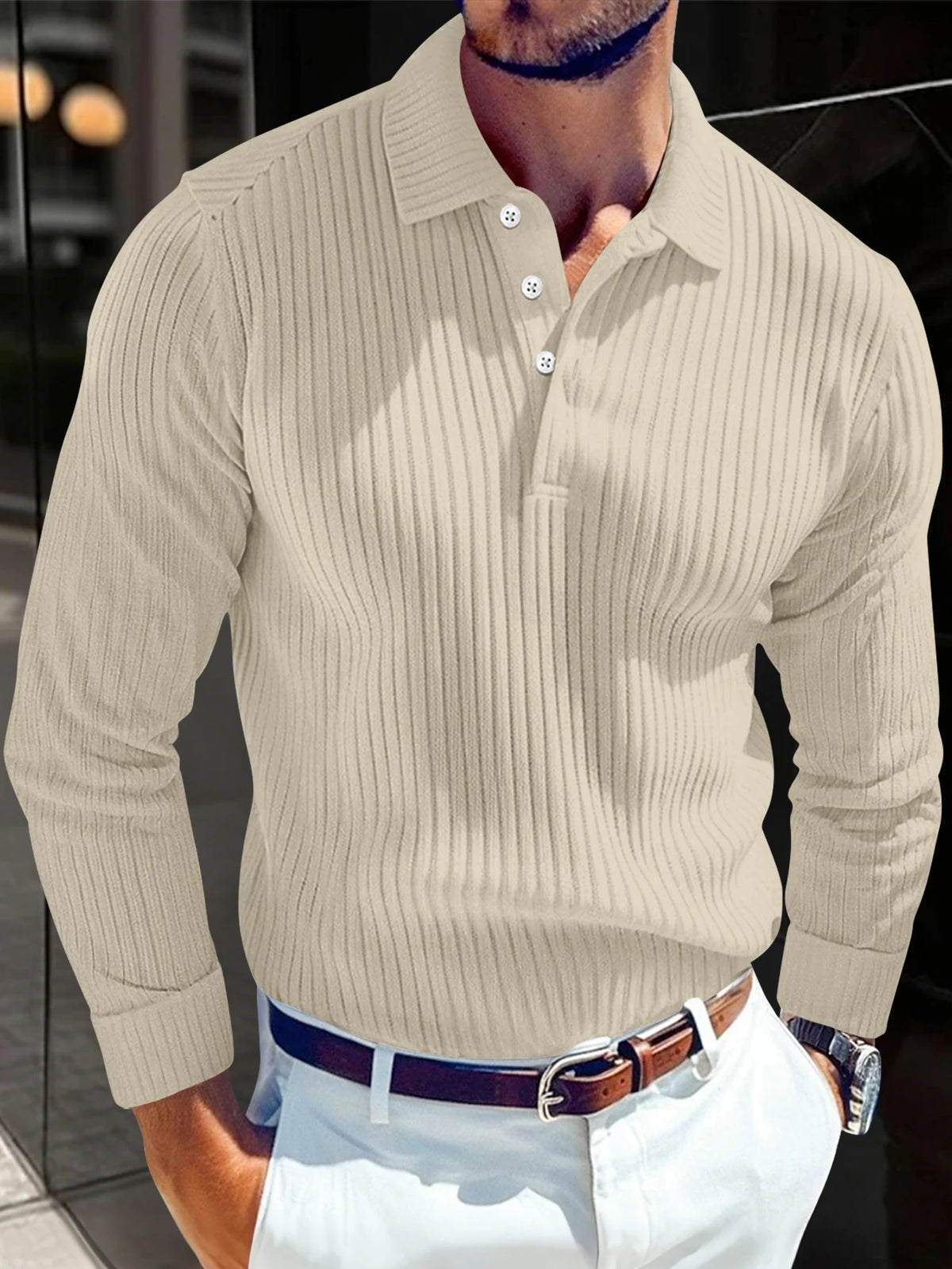Mayfair Men's Ribbed Long-Sleeve Polo