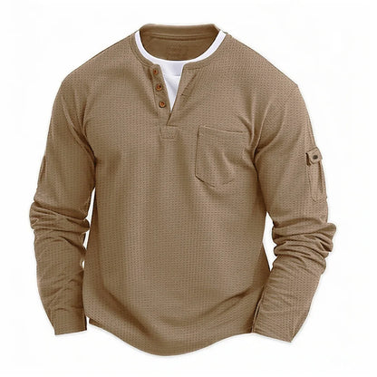 Lugo Men's Waffle Henley Long-Sleeve Top