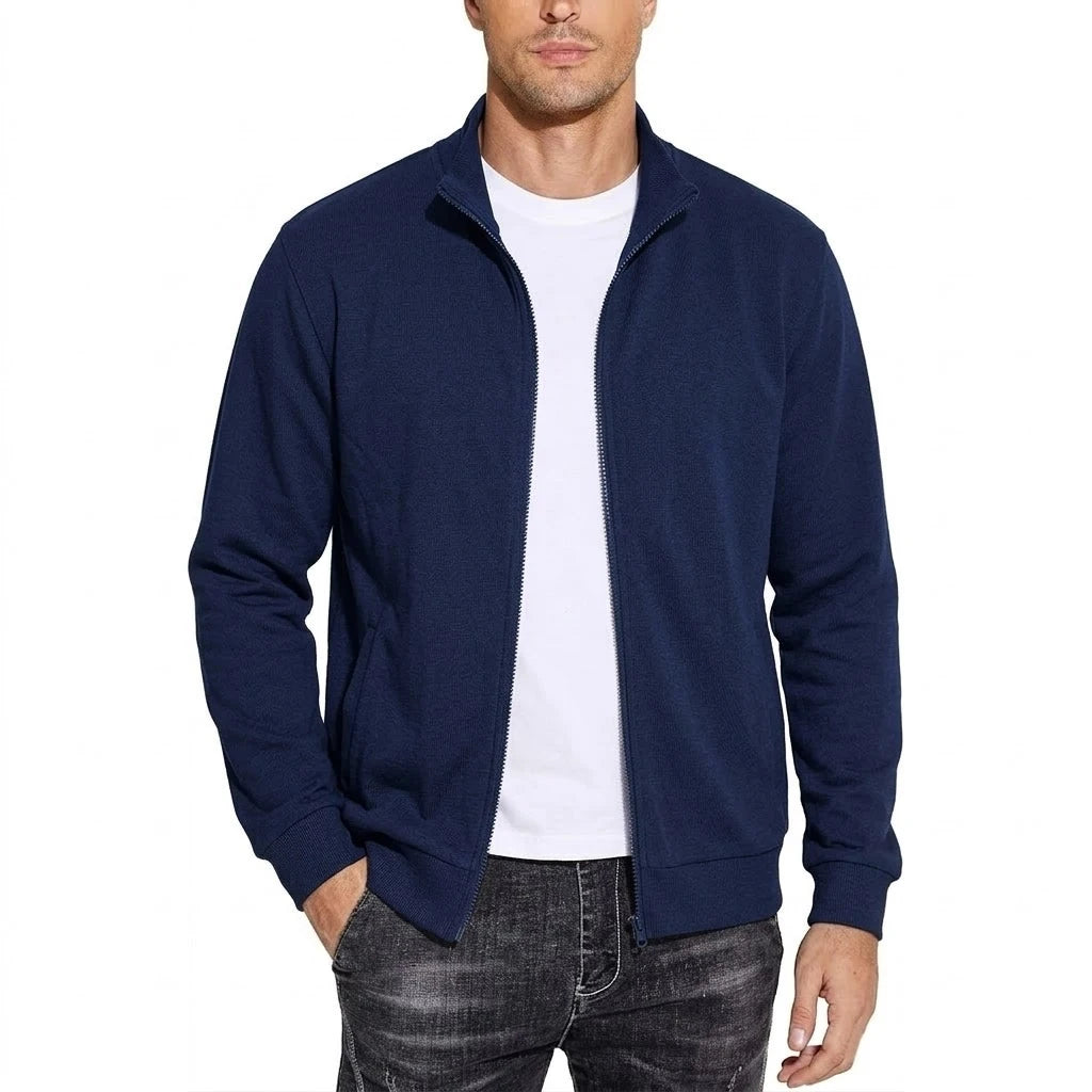 Stratford Men's Stand-Collar Zip Sweat Jacket