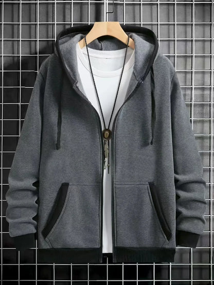 Navarro Men's Zip-Up Hoodie - Grey