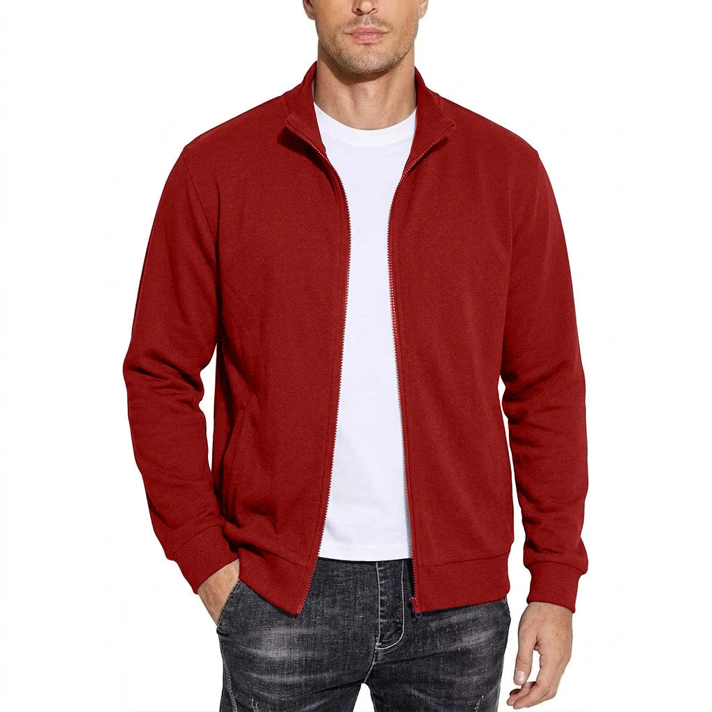Stratford Men's Stand-Collar Zip Sweat Jacket