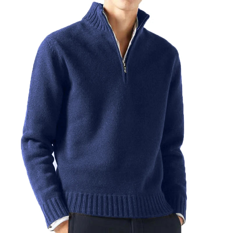 Rocca Men's Chunky Half-Zip Jumper - Navy