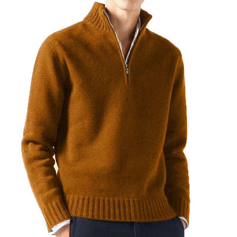 Rocca Men's Chunky Half-Zip Jumper - Tan
