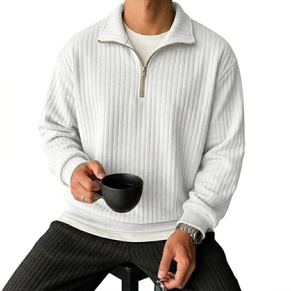Toledo Men's Cord Quarter-Zip Sweatshirt - White