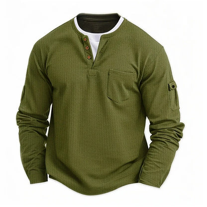 Lugo Men's Waffle Henley Long-Sleeve Top
