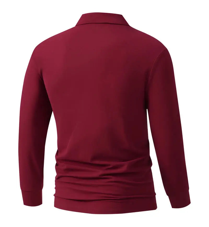 Fitzroy Men's Contrast-Placket Long-Sleeve Polo