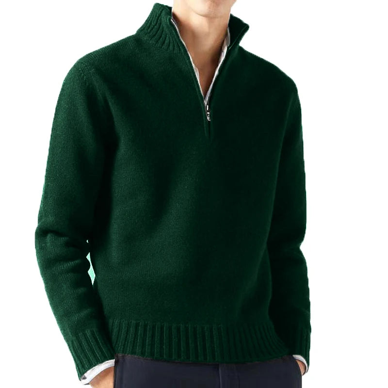 Rocca Men's Chunky Half-Zip Jumper - Bottle Green