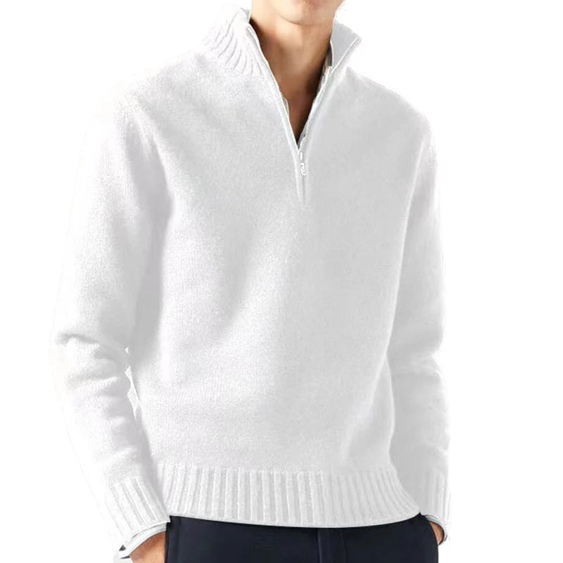 Rocca Men's Chunky Half-Zip Jumper - White