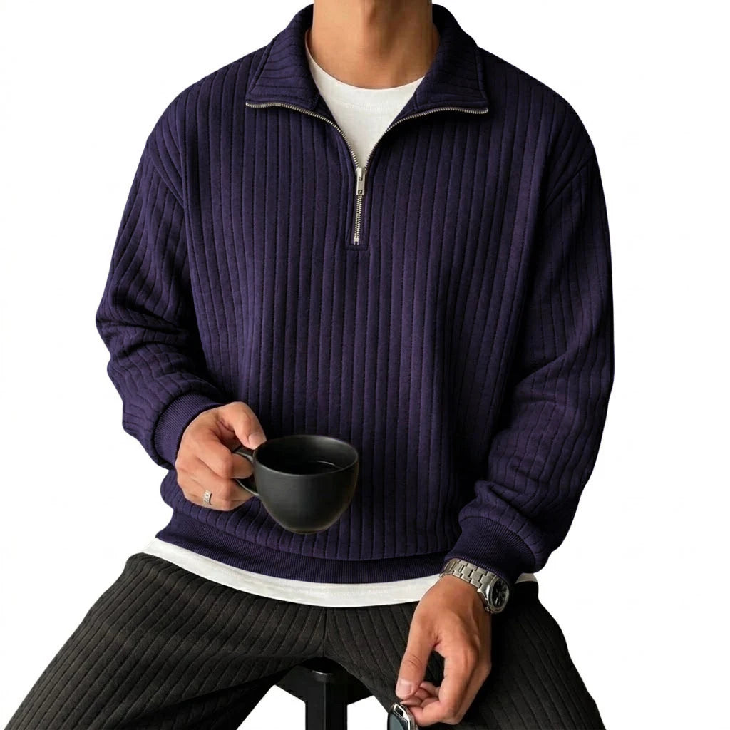 Toledo Men's Cord Quarter-Zip Sweatshirt - Navy