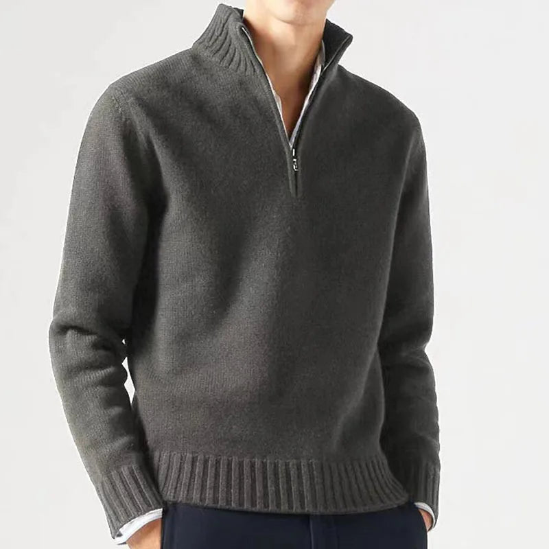 Rocca Men's Chunky Half-Zip Jumper - Charcoal