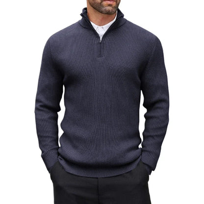 Sintra Men's Ribbed Quarter-Zip Jumper - Navy
